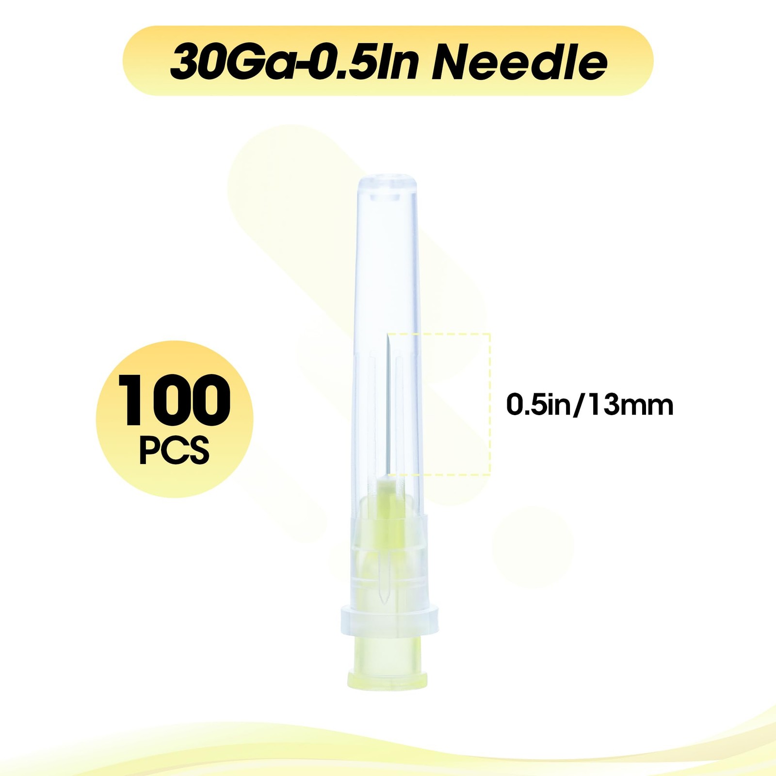 100 Pack 30 Gauge 1/2 Inch Dispensing Needle with Cap, Disposable Needles for La