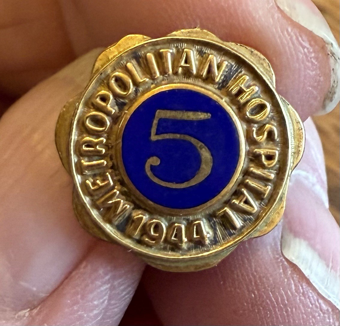 1944 Metropolitan Hospital Pin 1-20 10K Gold