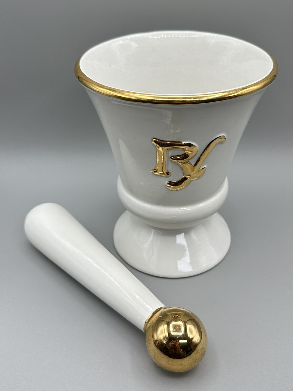 RARE Vintage Owens Illinois RX Porcelain Pharmacy Apothecary Mortar & Pestle