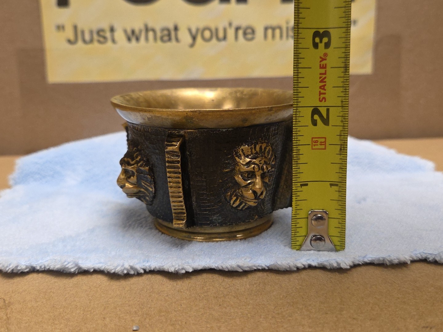 Vintage Heavy BRONZE BRASS MORTAR Lion head figure