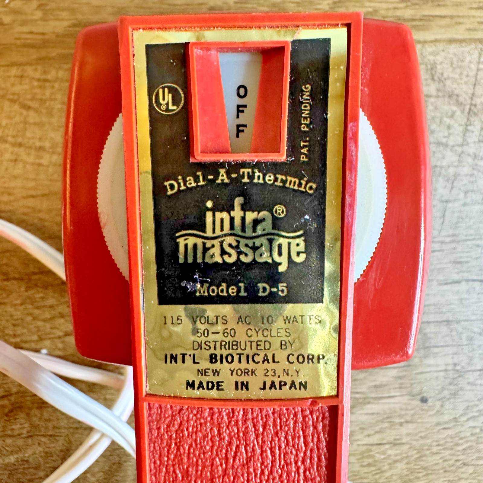 Vintage 1960s-70s Infra Massage D-5 Dial-A-Thermic, Made in Japan, Early Version