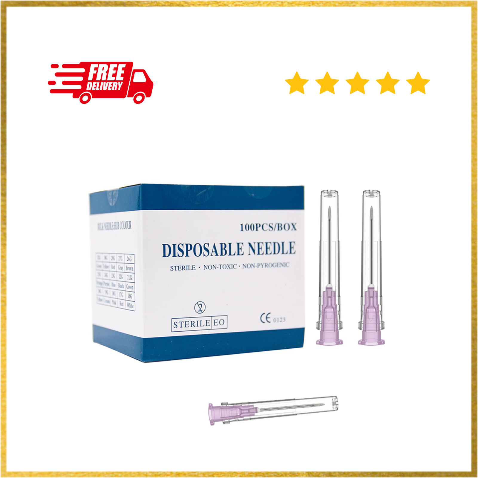 18 Gauge 1 Inch Needle (100Pack), Luer Lock Industrial 18G-1 IN 25mm