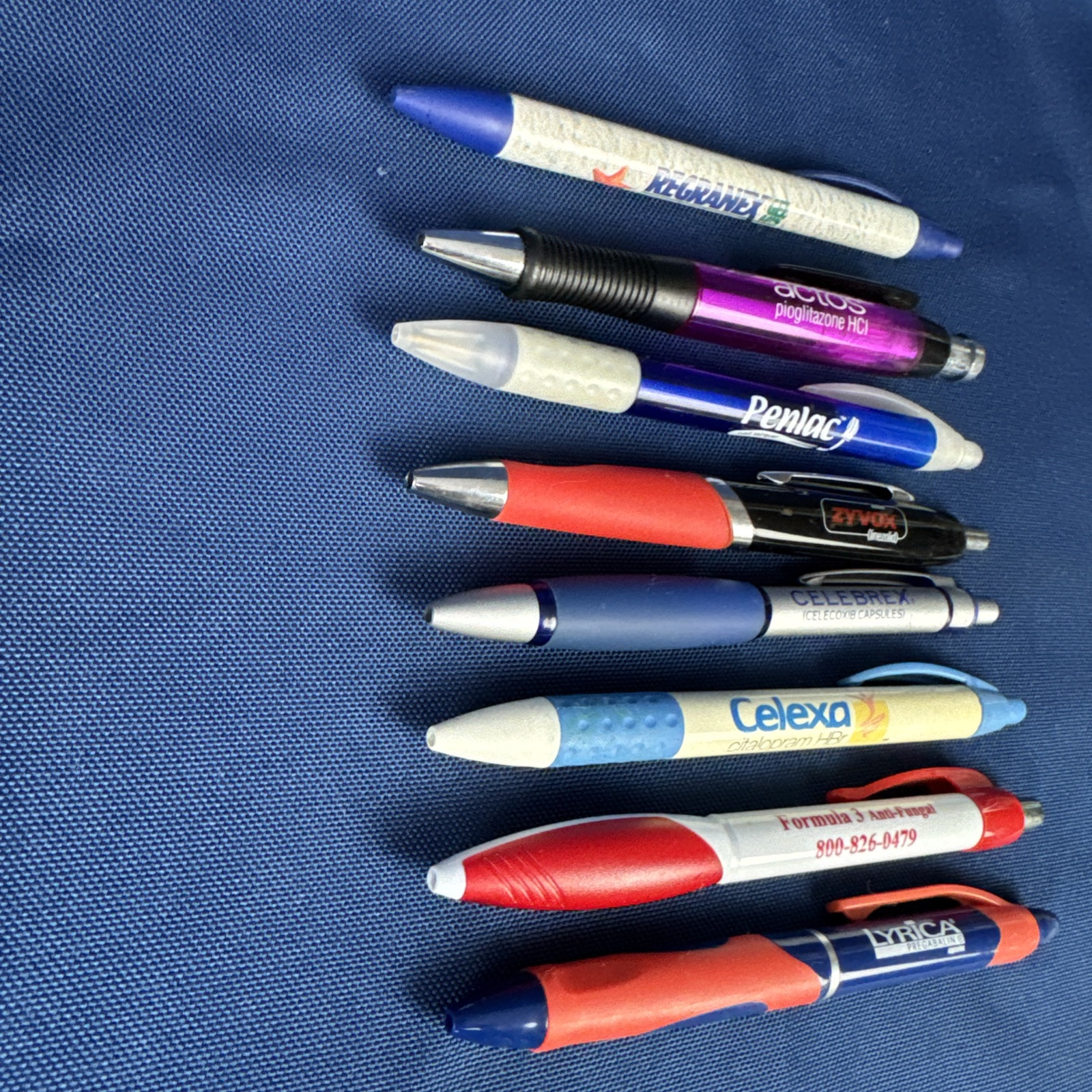 Lot of 8 Drug Rep Pharmaceutical Promo Advertising Pens Celexa Celebrex Lyrica+