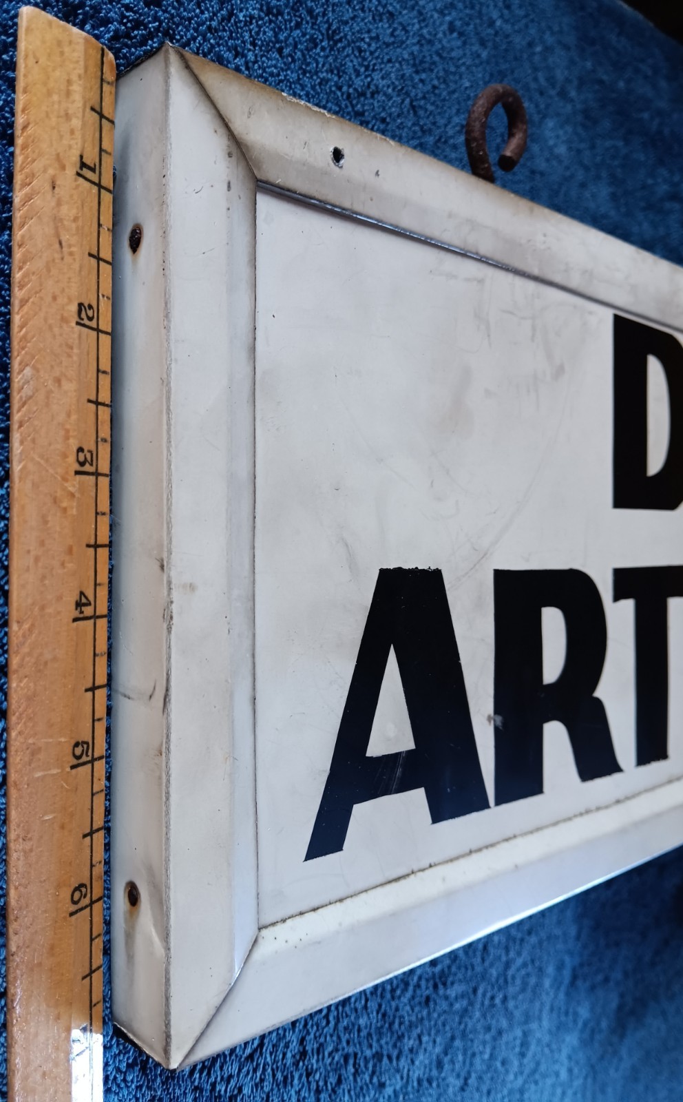 Vtg DENTIST Office SIGN 2 SIDED DENTAL ARTS CENTER Dr Outdoor B&W Sturdy 1970s