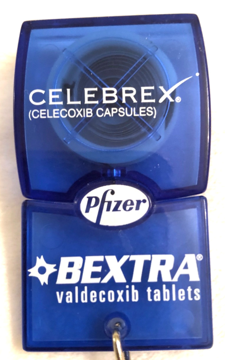Vtg Pfizer Celebrex Bextra Badge Reel ID Card Holder w/ Clip Drug Rep Promo HTF