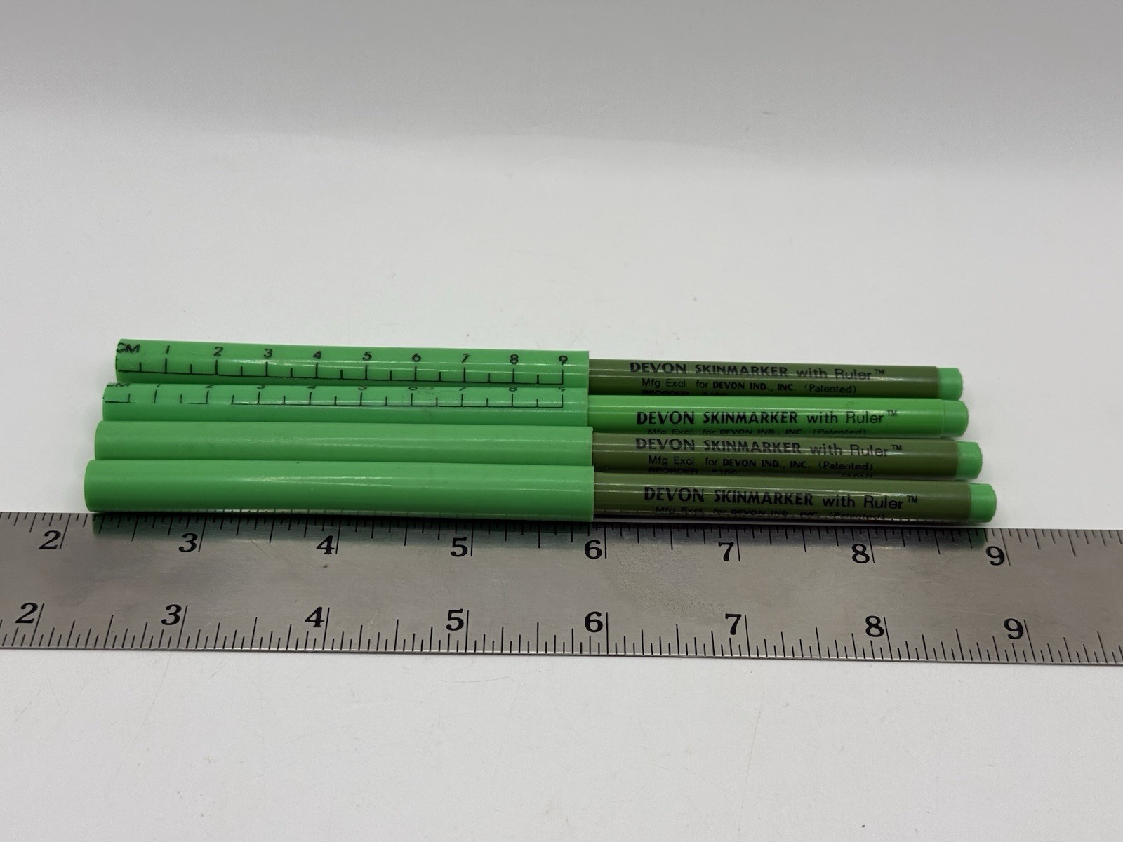 VINTAGE Devon SkinMarker With Ruler LOT OF 4 Made in Japan Surgical Green #150