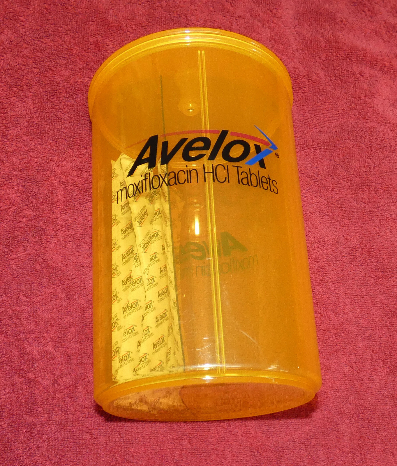 Avelox Canister Tongue Depressor Dispenser Rare Drug Rep Collectible 9″ H 5.5″ W