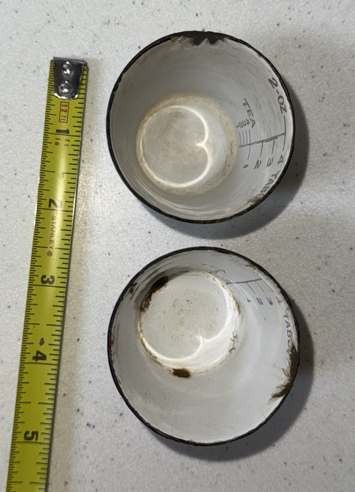 Set Of Vintage Enamelware Medical Measuring Cups White Unbranded #11