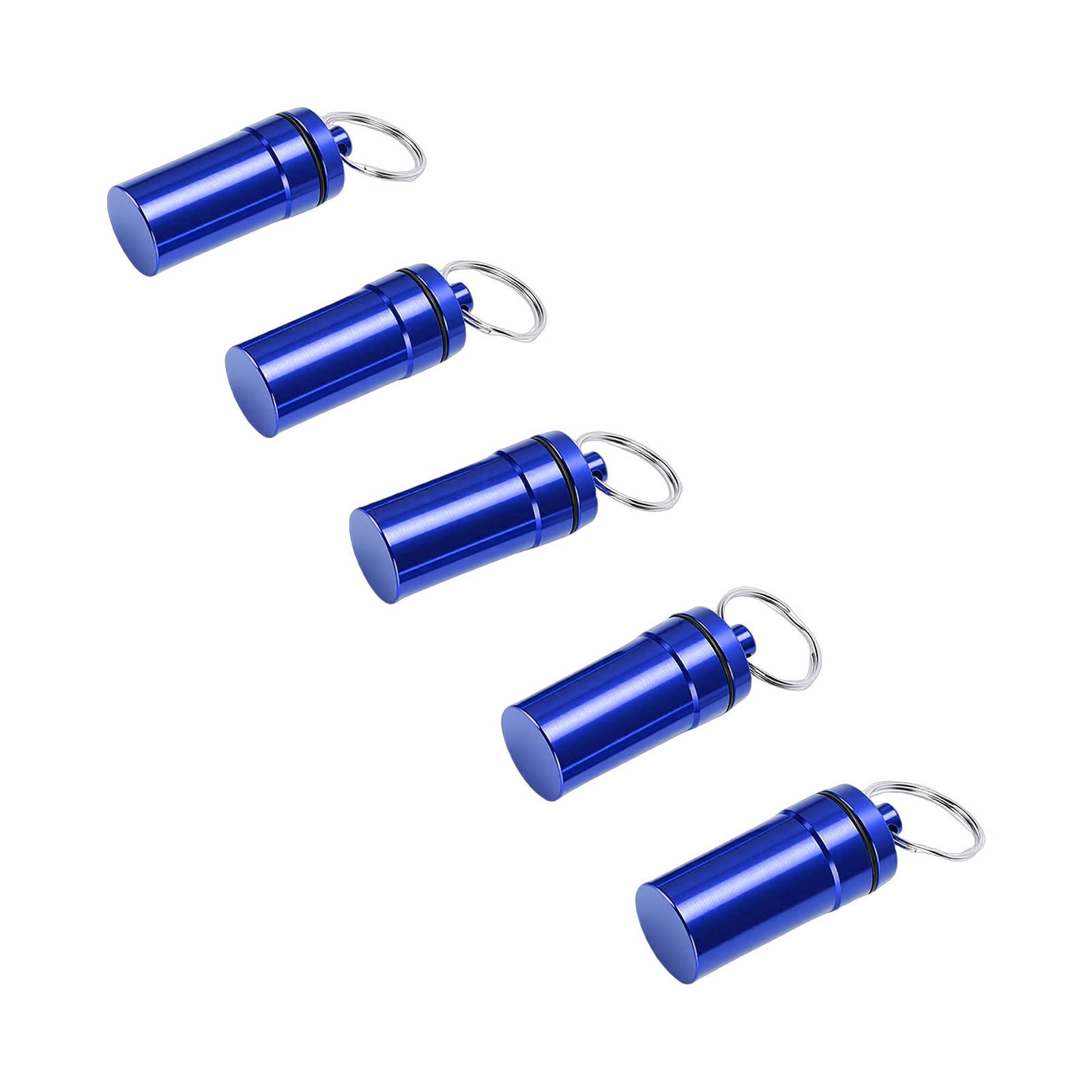 1-5pcs Mini Keychain Tablets Case Water Proof Outdoor Tablets Container Blue