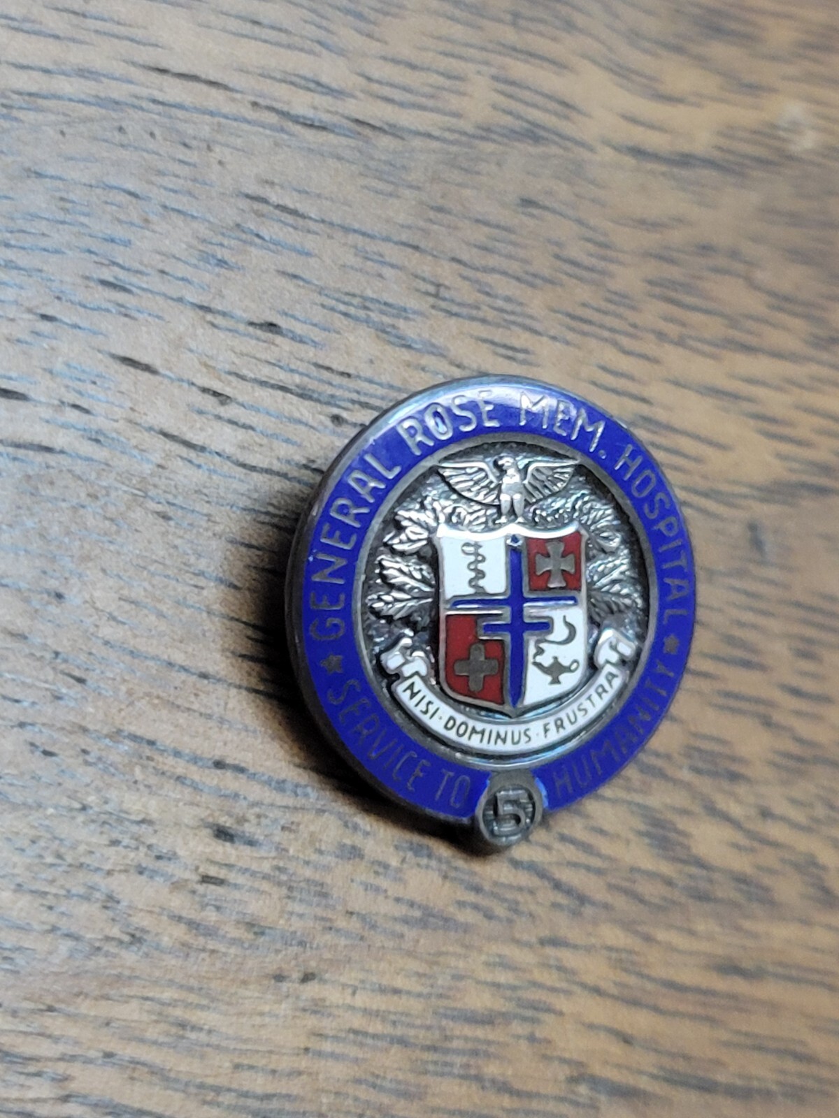Vintage Sterling Silver General Rose Memorial Hospital Colorado Pin Pinback