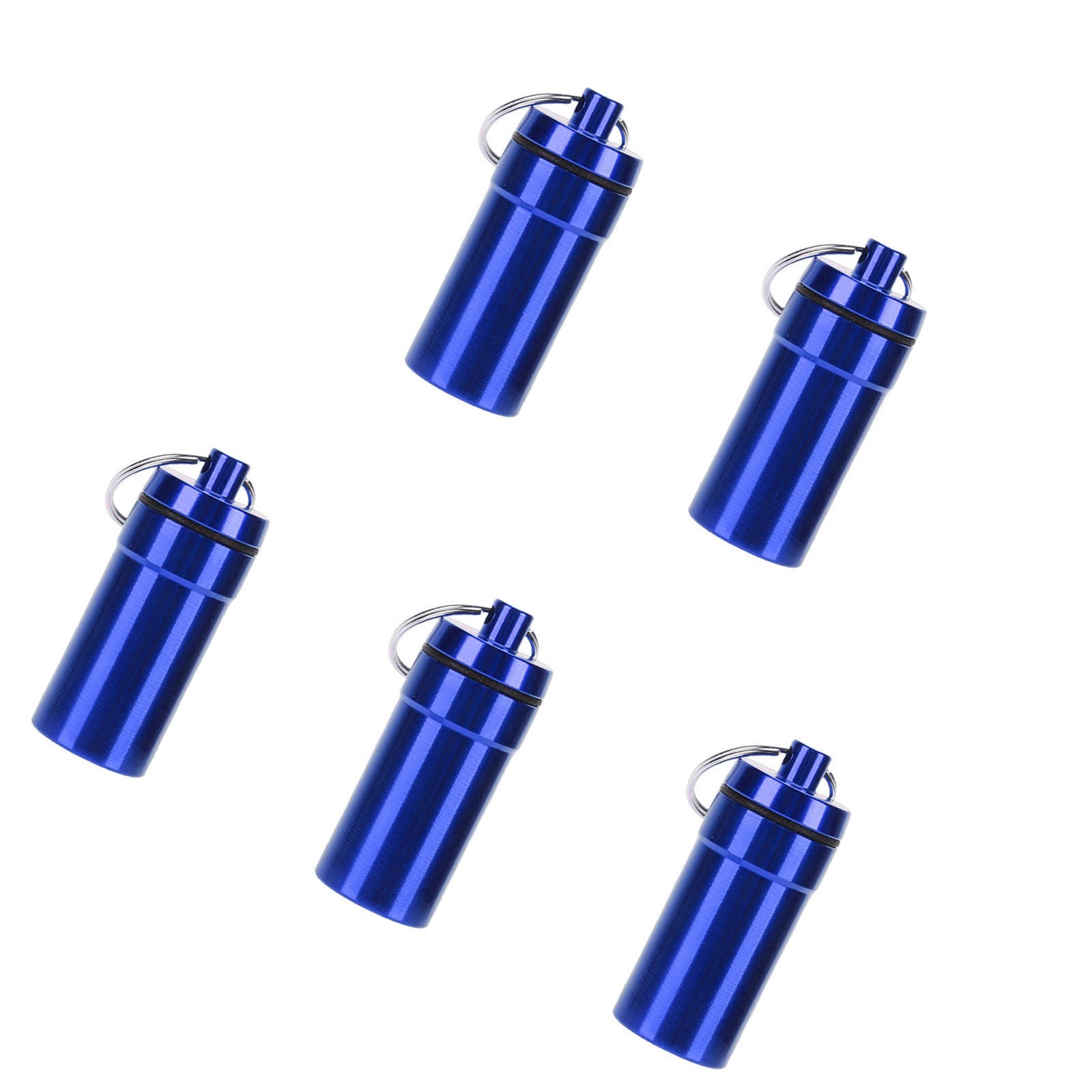 1-5pcs Mini Keychain Tablets Case Water Proof Outdoor Tablets Container Blue
