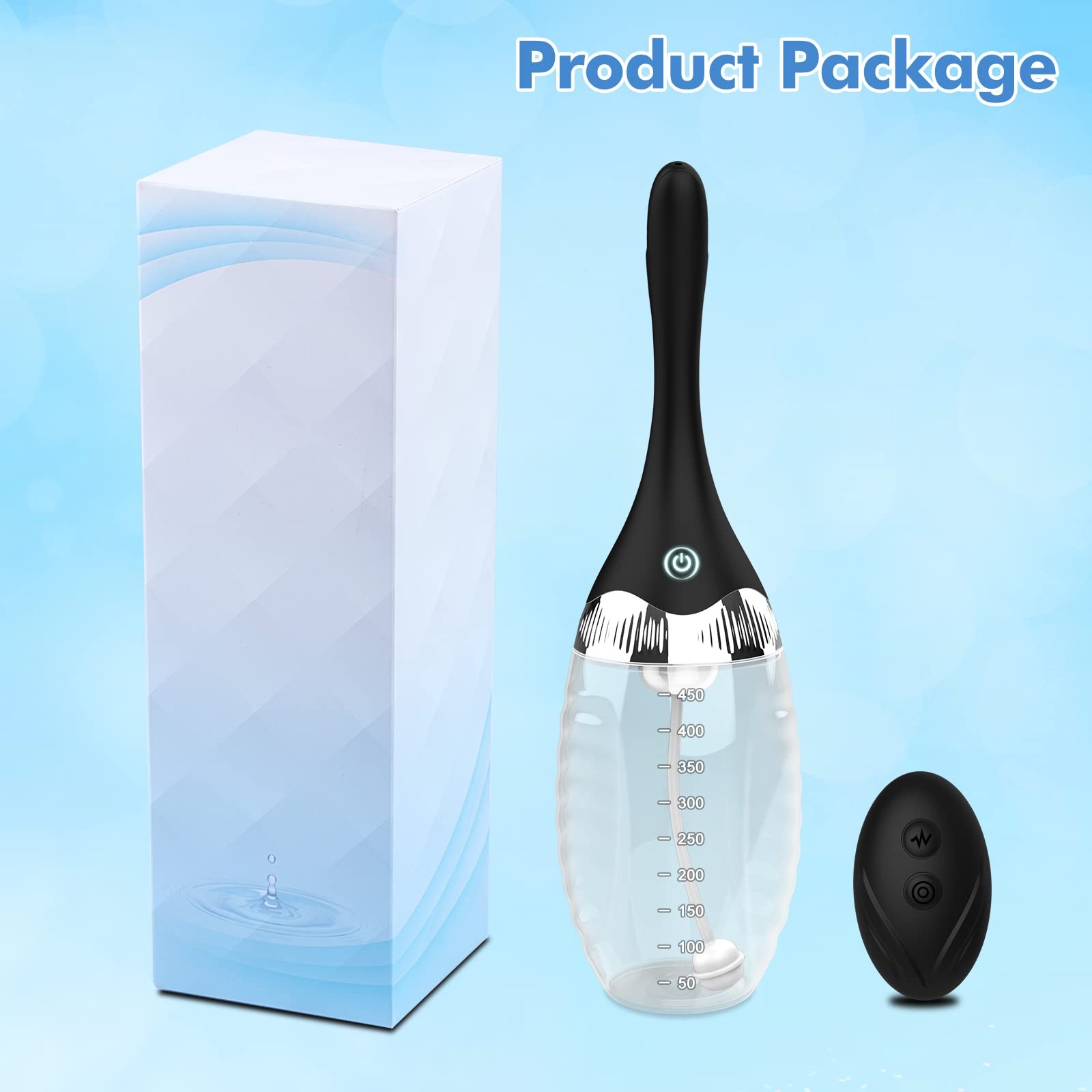 Automatic Electric Enema Bulb with 3 Speeds, Silicone Anal Transparent