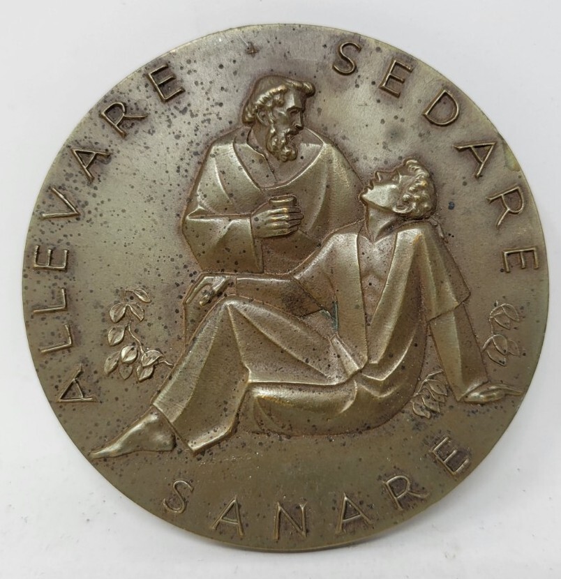 BRONZE THOS LEEMING & CO 1956 PAPERWEIGHT MEDALLION PHARMACEUTICAL AD