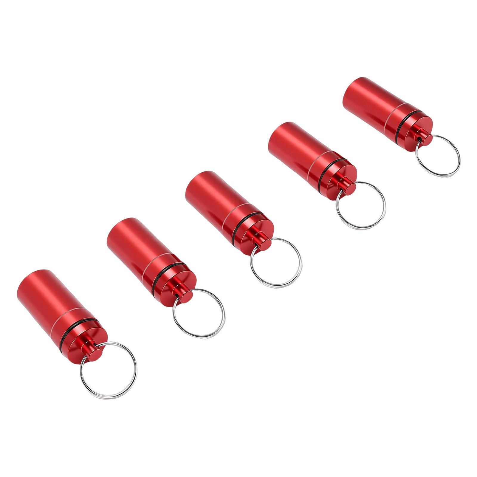 2-5pcs Mini Keychain Tablets Case Water Proof Outdoor Tablets Container Red