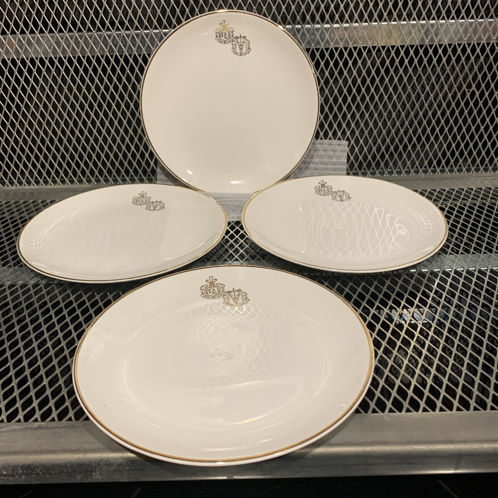 VINTAGE HALL CHINA 4 Piece Salad / Hordherves Plates PHARMACY PHARMACIST RX