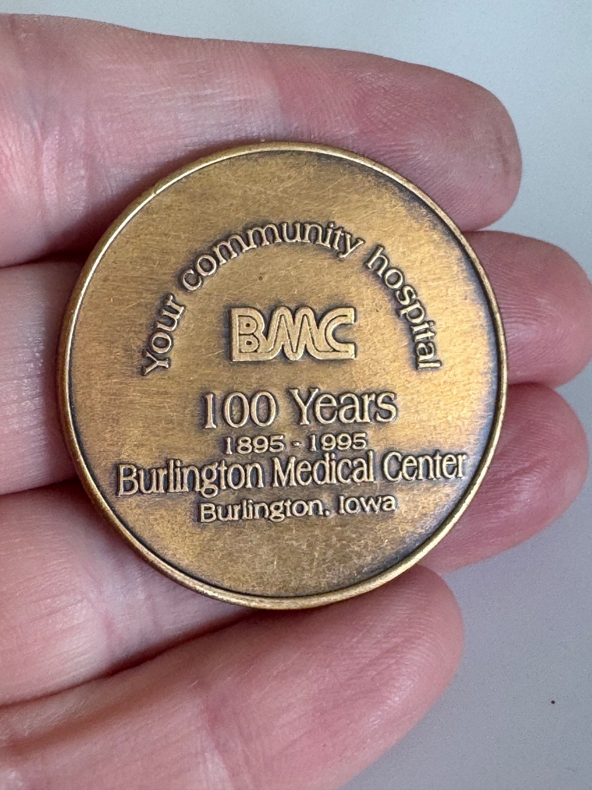 Vtg 1995 Burlington Medical Center 100 Years Commemorative Coin Token Iowa BMC