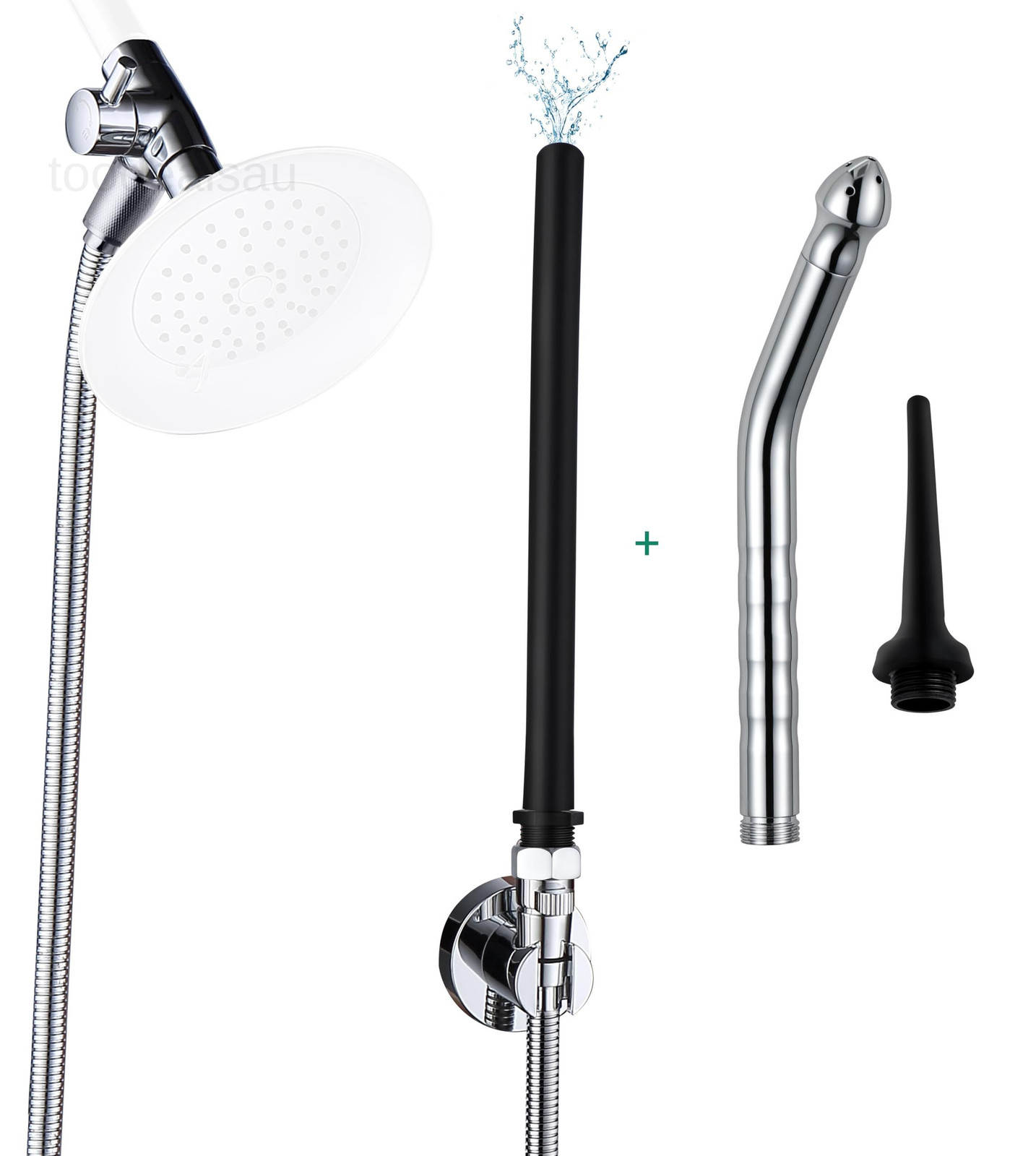 Shower Enema System with Water Control Valve and Polished Chrome，matte Black
