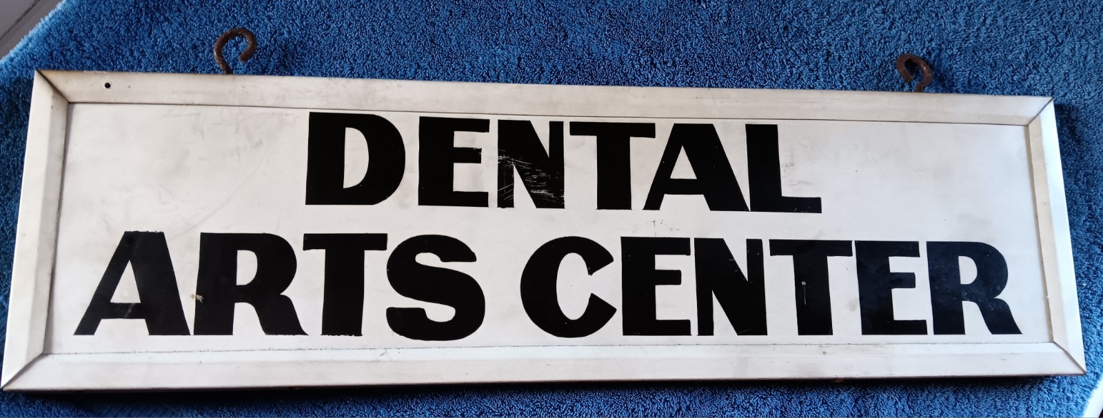 Vtg DENTIST Office SIGN 2 SIDED DENTAL ARTS CENTER Dr Outdoor B&W Sturdy 1970s