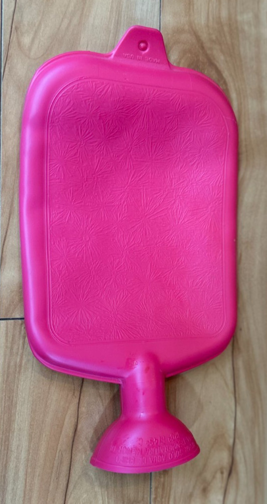 Vtg MCM Bubblegum Pink Rubber Hot Water Bottle Pad Snowflake Flower Pattern USA