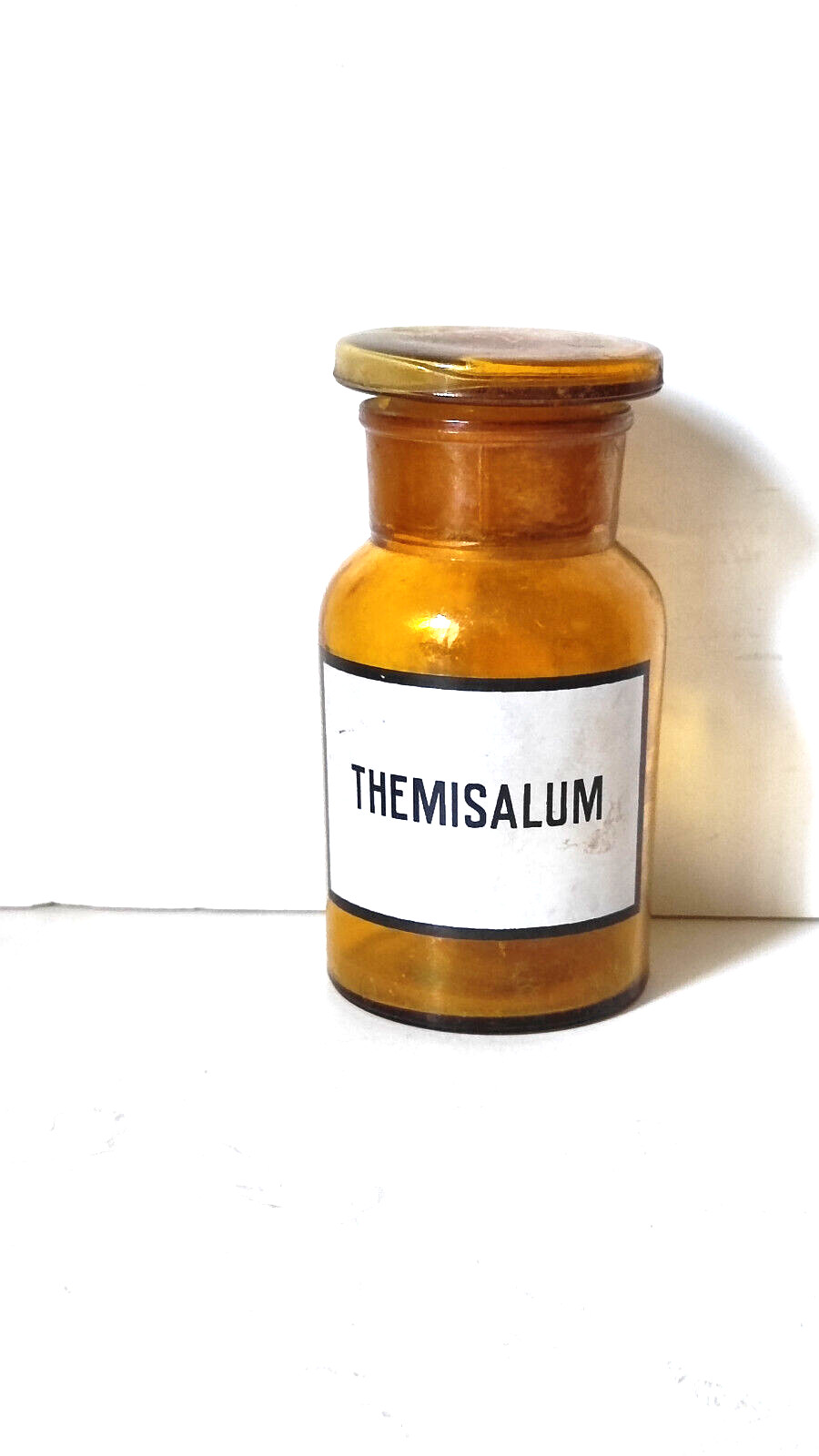THEMISALUM, Vintage Glass Apothecary Pharmacy Amber Jar, 100 ml, Cap
