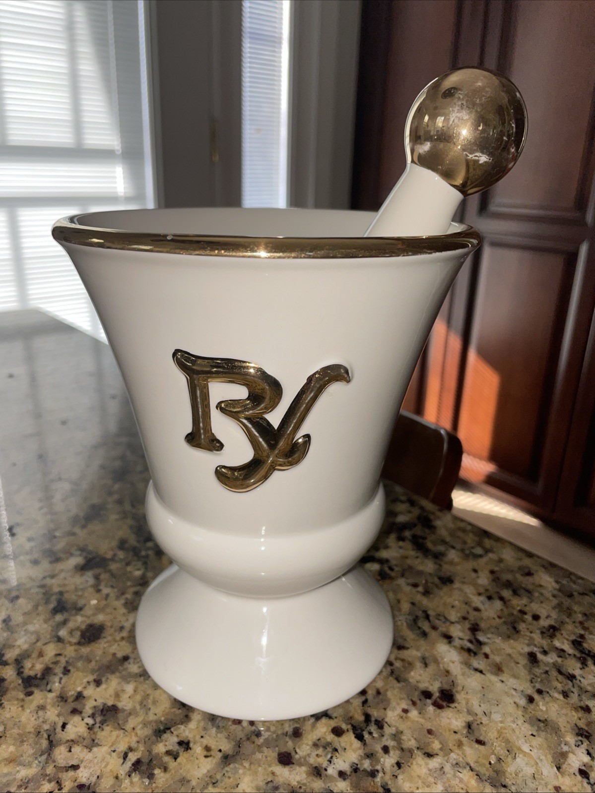 RARE Vintage Owens Illinois RX Porcelain Pharmacy Apothecary Mortar & Pestle Set