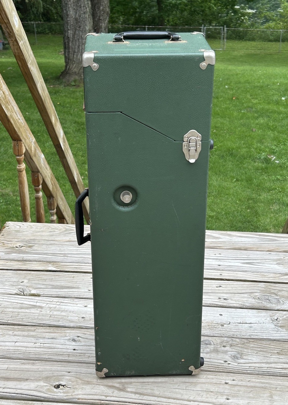 VTG Wood Storage Box Robertshaw EMT OXYGEN TANK CASE Empty Portable Green 31”