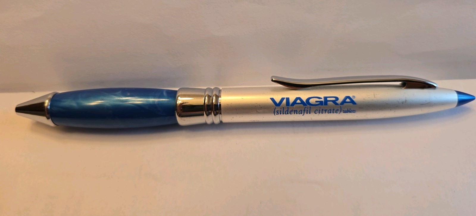 VIAGRA Heavy Metal Pen Pharmaceutical Rep Promo Silver Blue HTF Vintage – Works