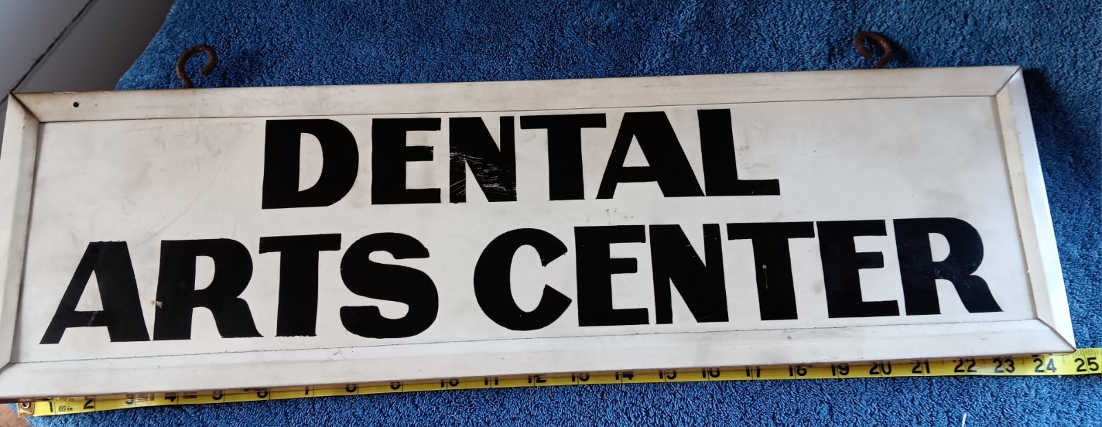 Vtg DENTIST Office SIGN 2 SIDED DENTAL ARTS CENTER Dr Outdoor B&W Sturdy 1970s