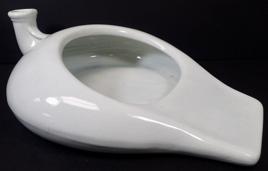 Antique White Porcelain China Bedpan Chamber Pot with Urinal unmarked
