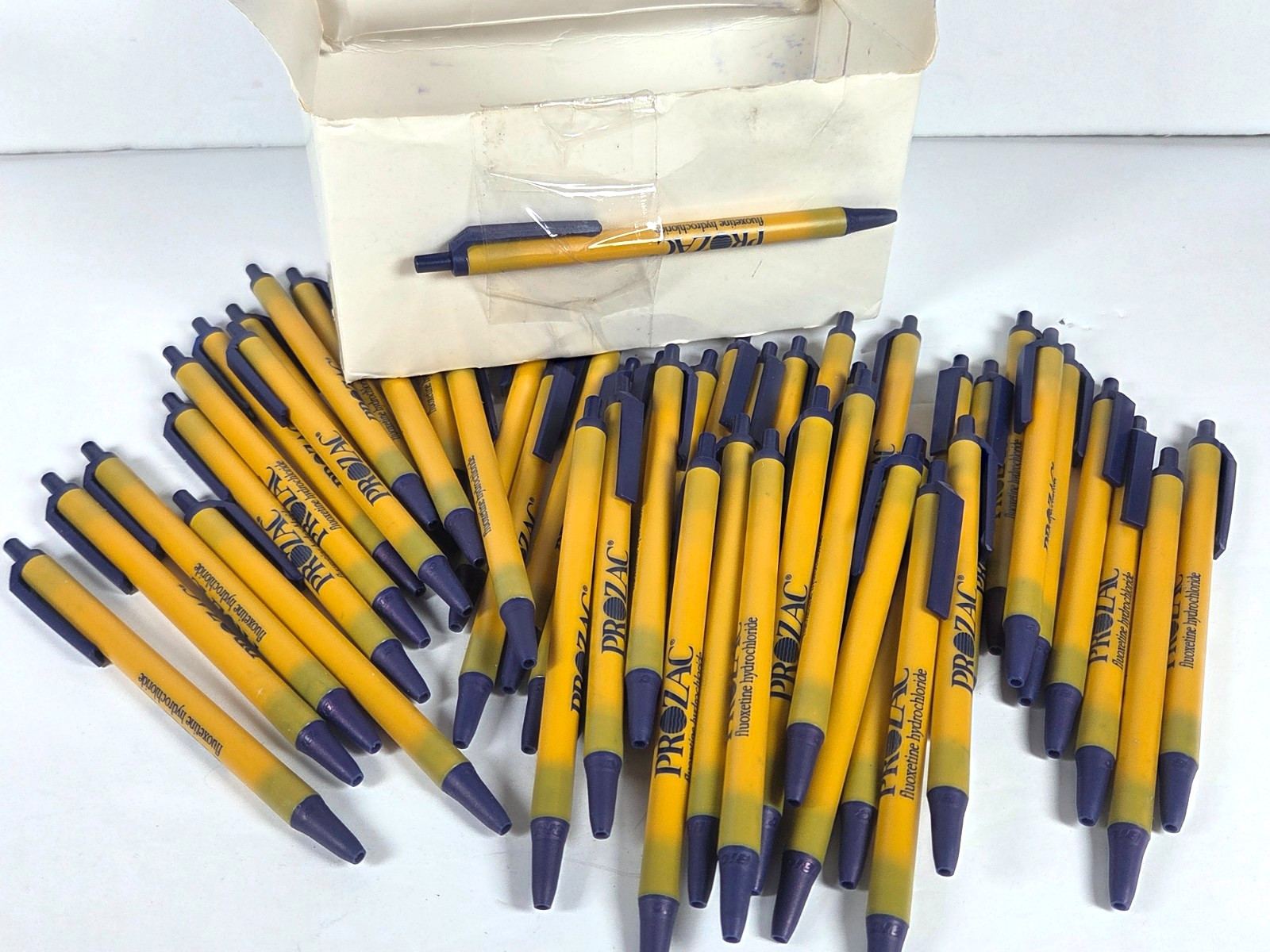 Case of 48 Prozac Ink Pen Pharmaceutical Drug Rep Advertising Bic Click Sticks