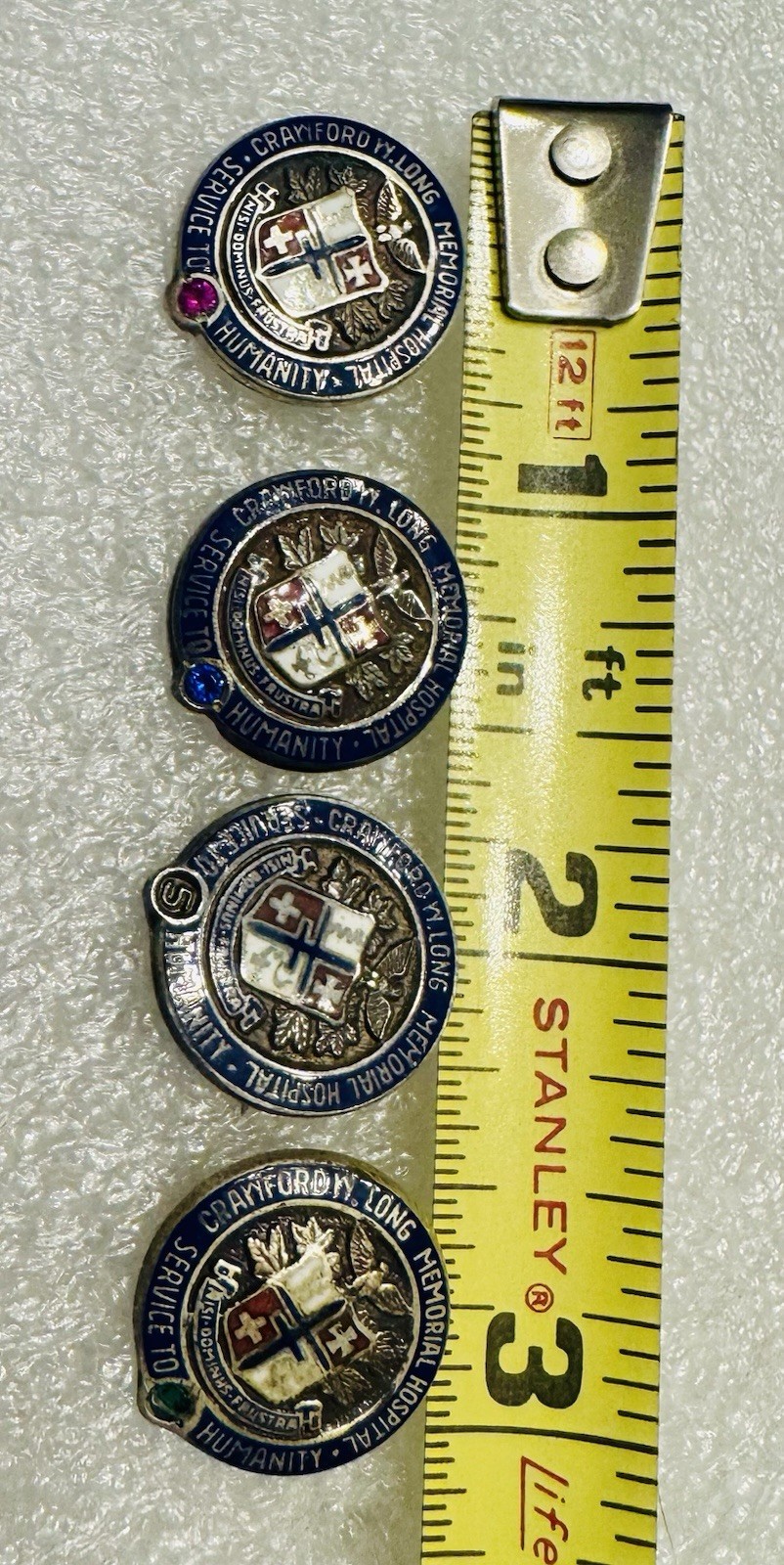 Sterling Silver Crawford W Long Memorial Hospital Nurse Service Pin LOT (4 Pins)