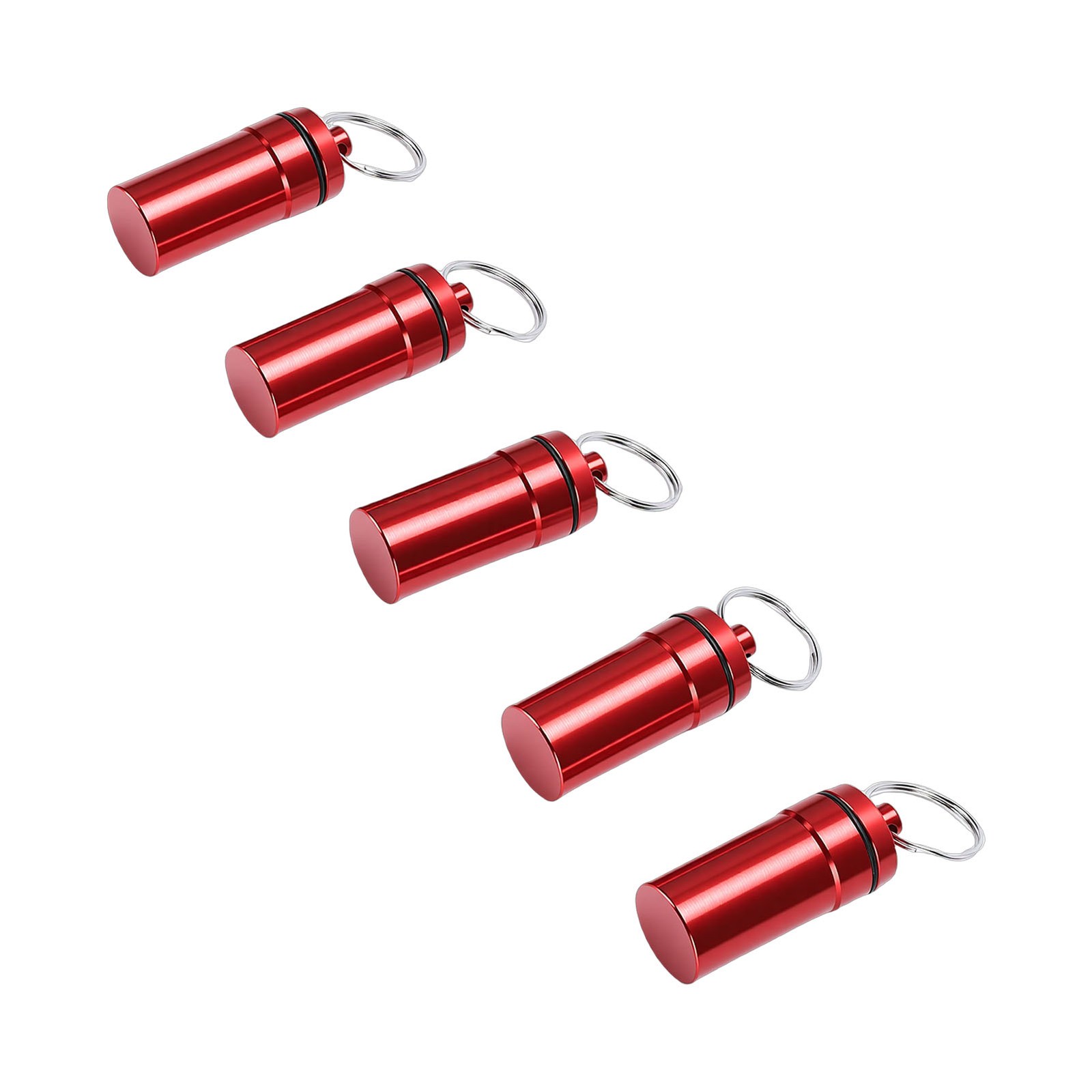 2-5pcs Mini Keychain Tablets Case Water Proof Outdoor Tablets Container Red
