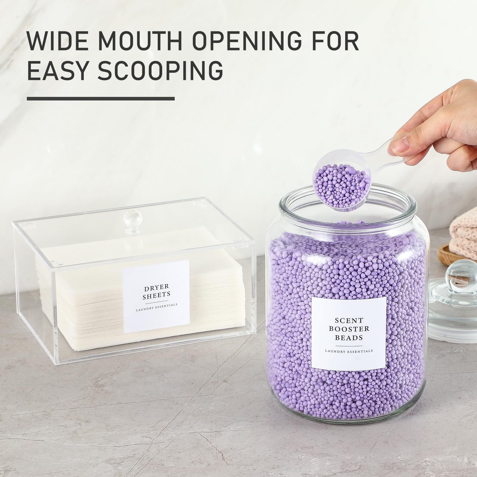 Glass Jars and Dryer Sheet Holder, Dispenser Set with Lids and Labels, Contai…