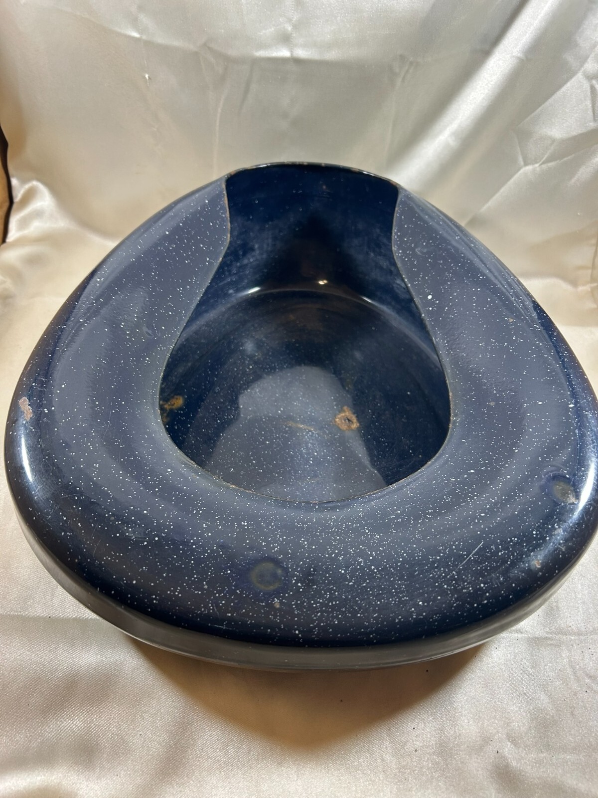 Vintage Blue Speckeled Enamelware Medical Bed Pan Unbranded A