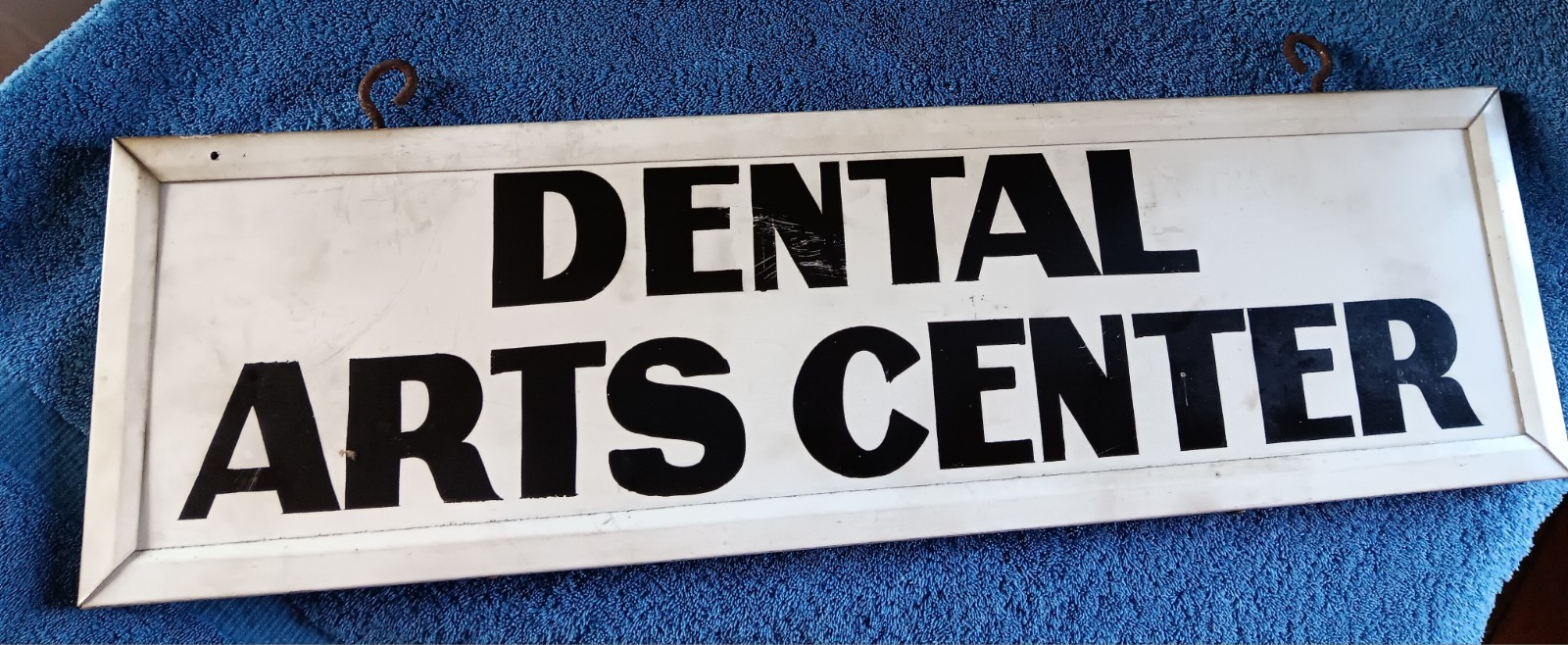 Vtg DENTIST Office SIGN 2 SIDED DENTAL ARTS CENTER Dr Outdoor B&W Sturdy 1970s