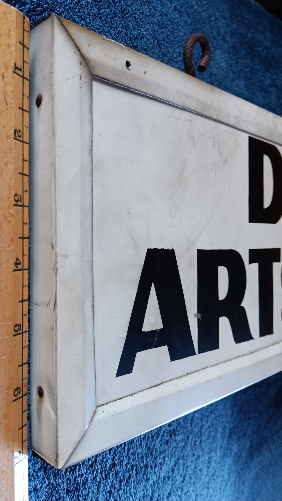 Vtg DENTIST Office SIGN 2 SIDED DENTAL ARTS CENTER Dr Outdoor B&W Sturdy 1970s