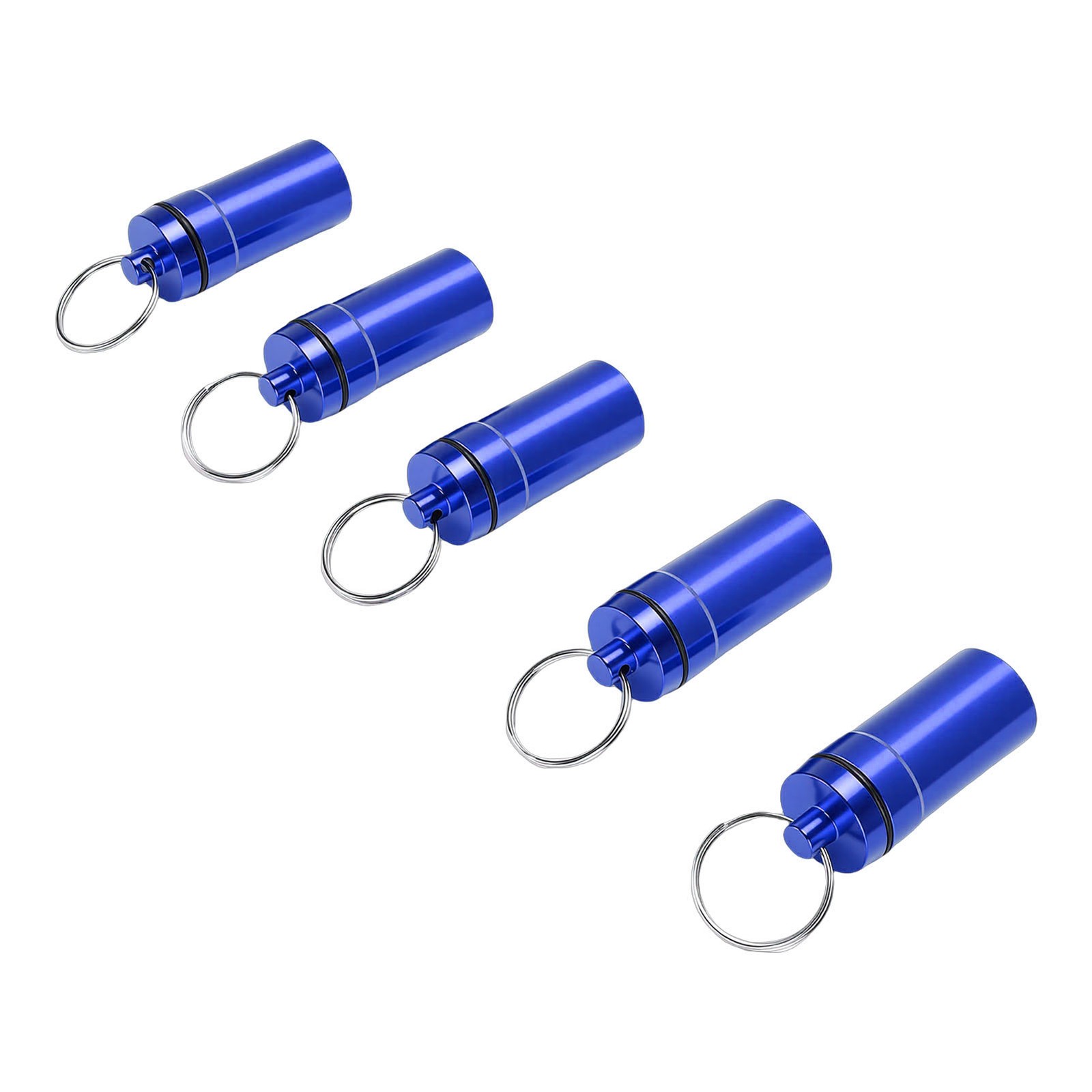 1-5pcs Mini Keychain Tablets Case Water Proof Outdoor Tablets Container Blue