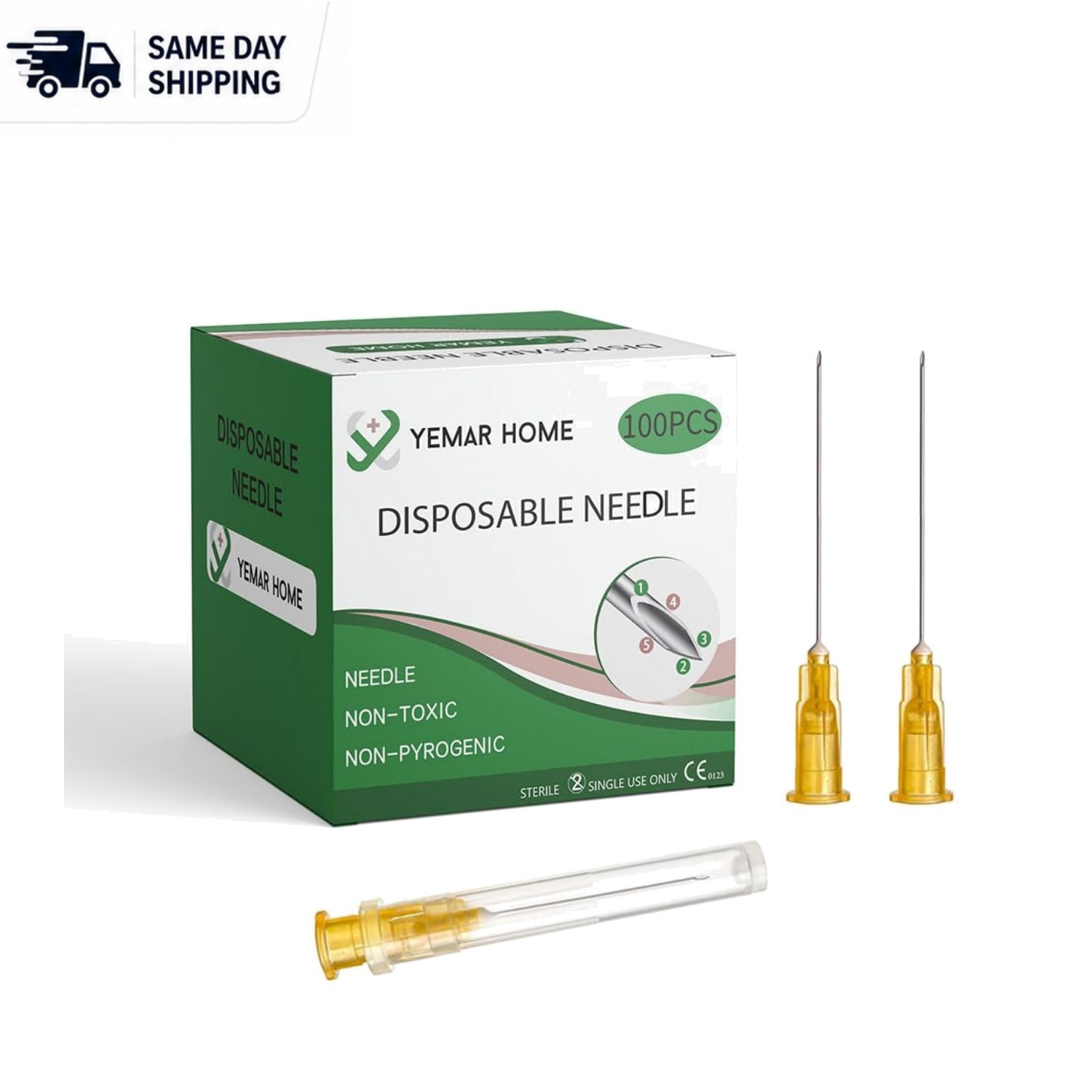 100 Pack of 25G 1.5 Inch Sterile Hypodermic Needles – Individually Sealed