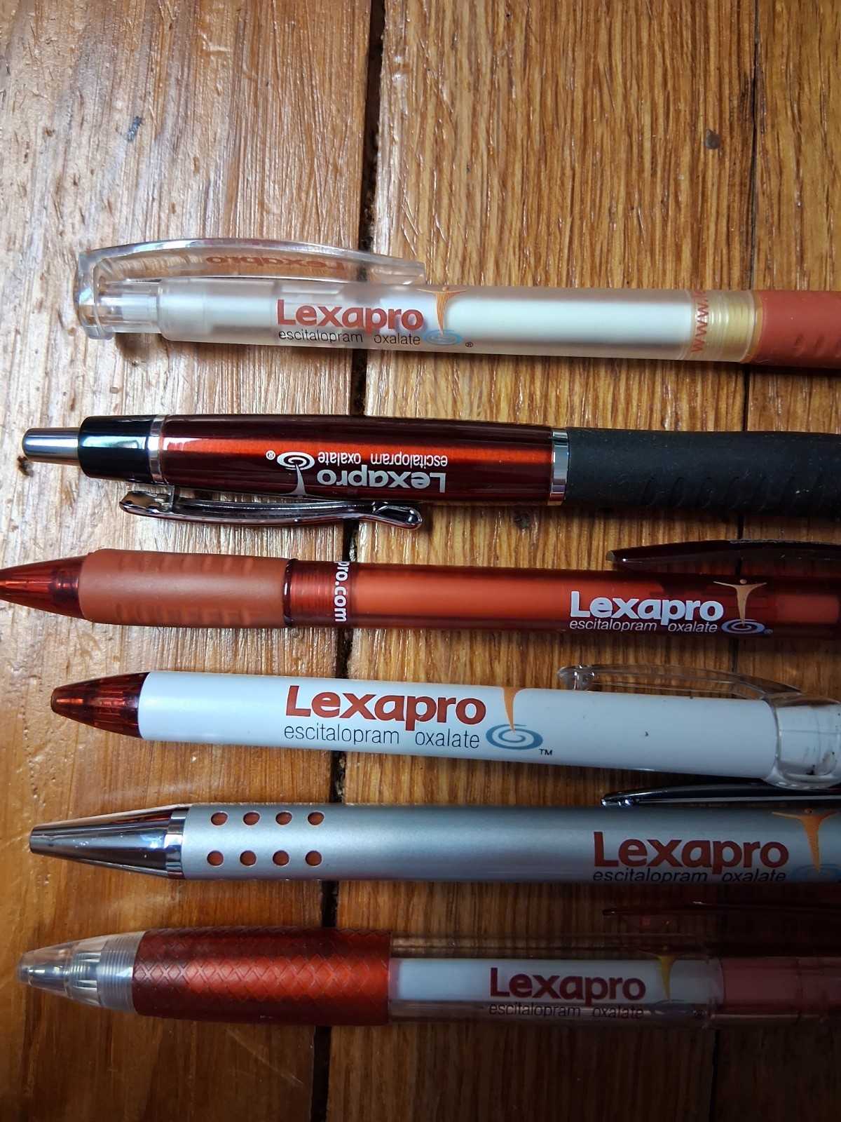 Lexapro Vintage Click Ballpoint Pens Lot of 6 Used Ink Pharmaceutical Drug Rep