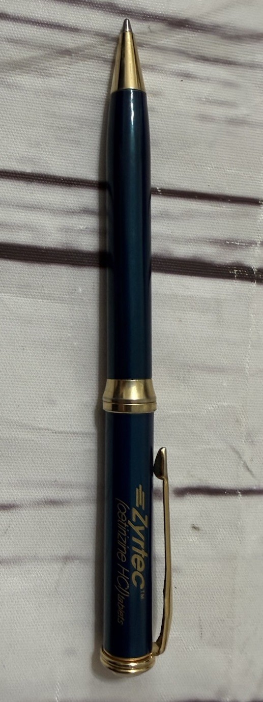 ZYRTEC Green Heavy Metal Medical Drug Rep Pharmaceutical Pen Collectible