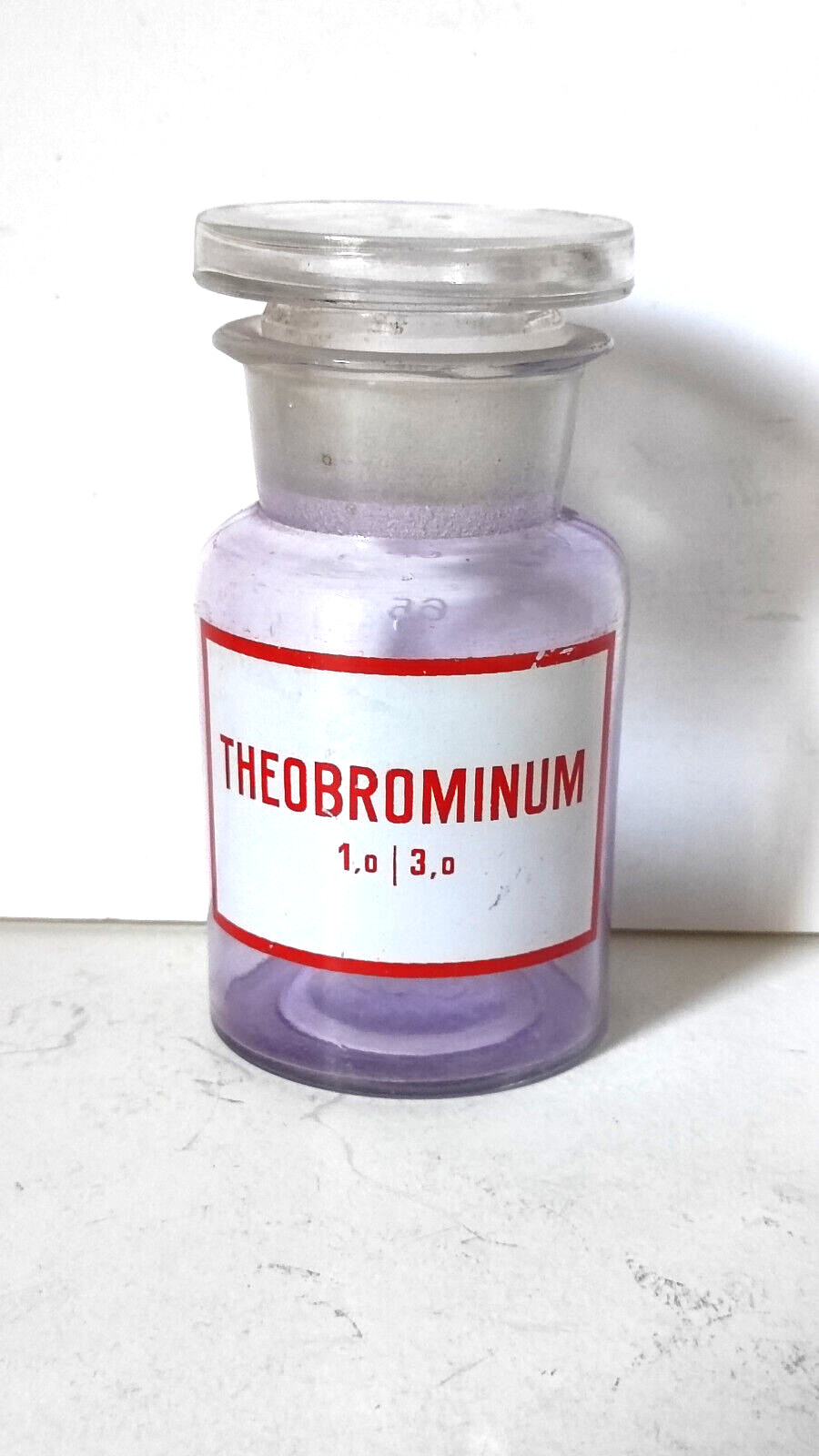 THEOBROMINUM Vintage Glass Apothecary Pharmacy Clear Jar 100 ml