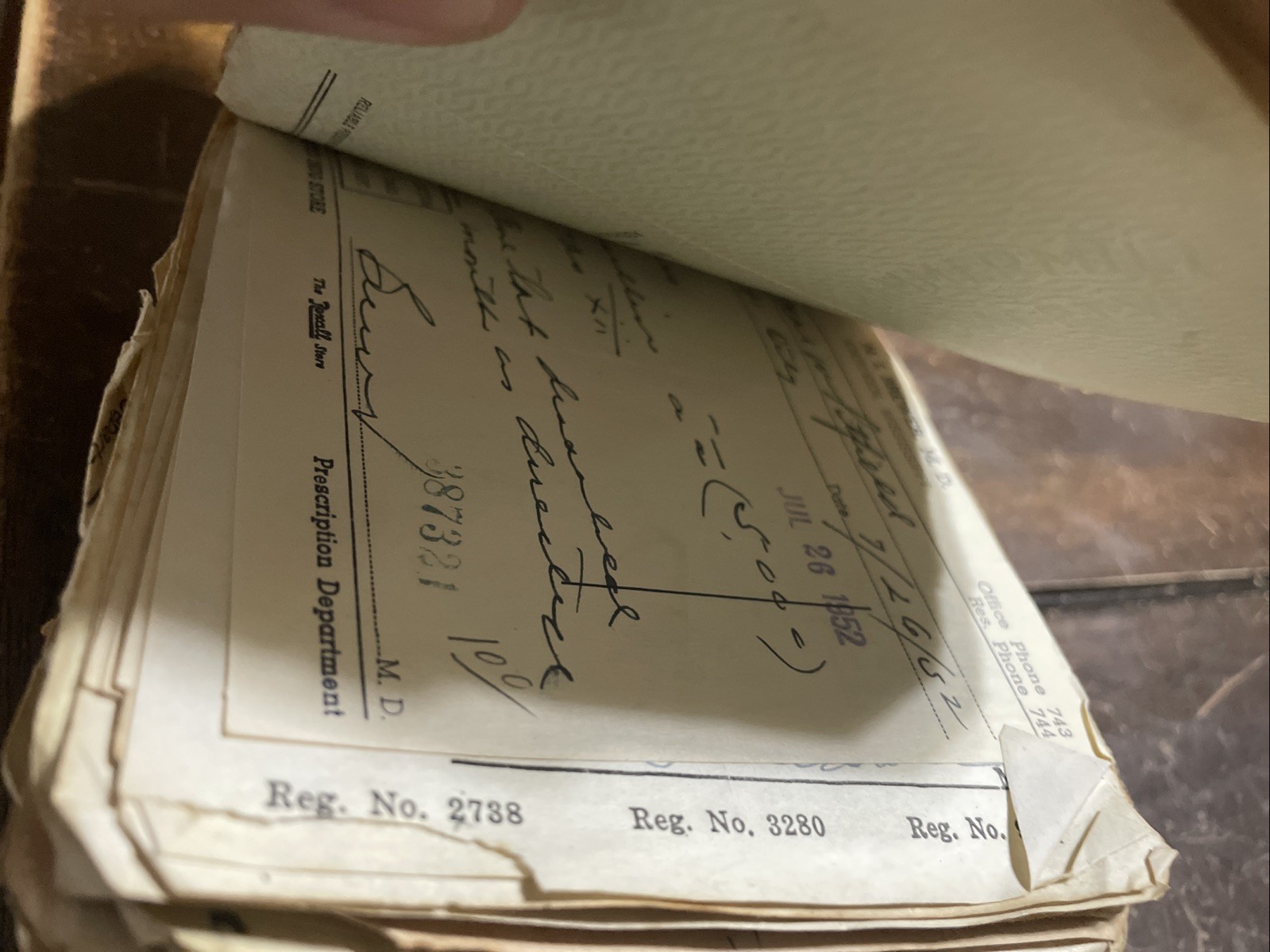 1952 AMORY Mississippi McDuffie’s Drug Store Void prescriptions Receipt Book