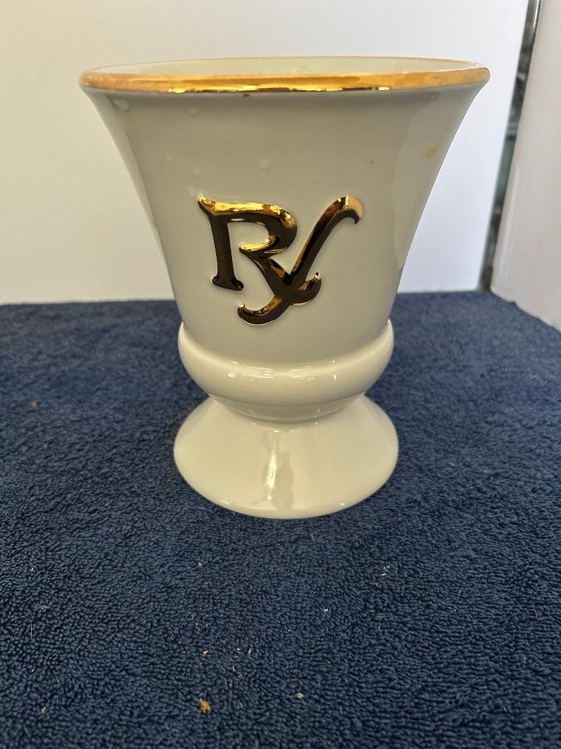 VINTAGE OWENS ILLINOIS PHARMACIST’S Ceramic with gold trim MORTAR ONLY 7″ tall