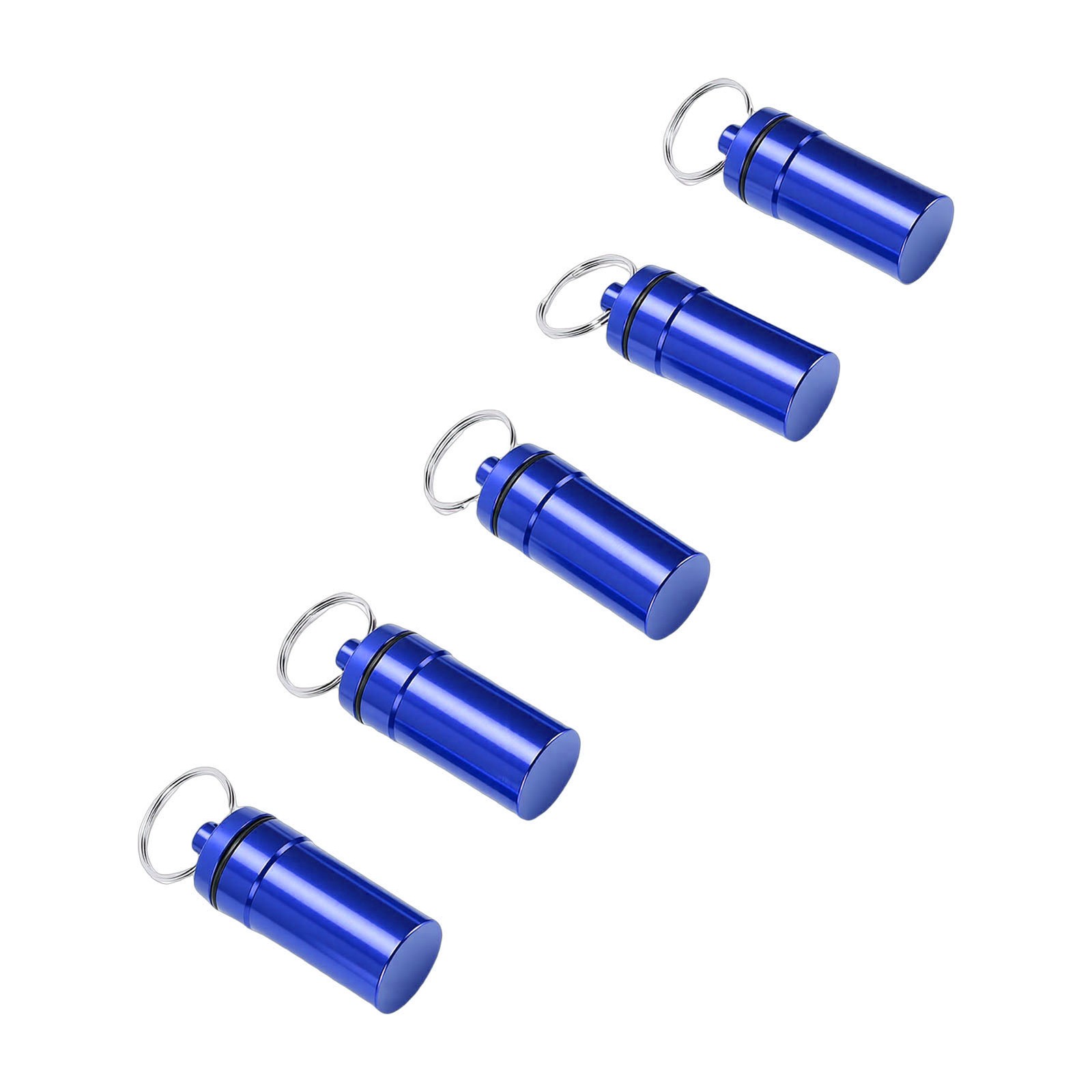 1-5pcs Mini Keychain Tablets Case Water Proof Outdoor Tablets Container Blue