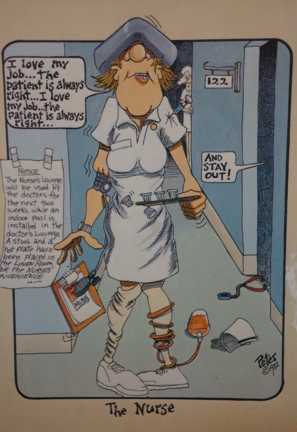 WHIMSICAL NURSE PLAQUE: 1982 “THE NURSE” BY PETER
