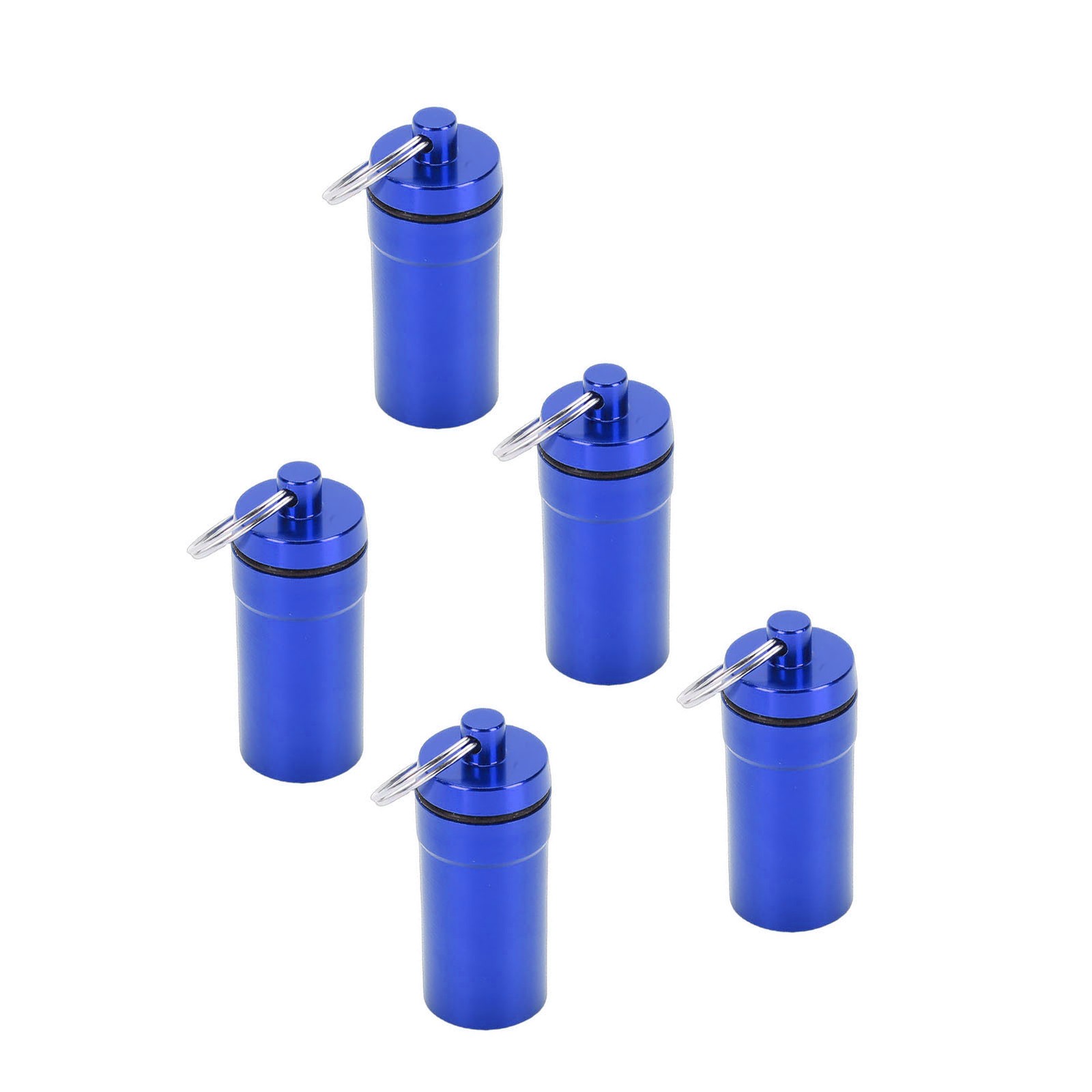 5pcs Mini Keychain Tablets Case Water Proof Outdoor Tablets Container Blue