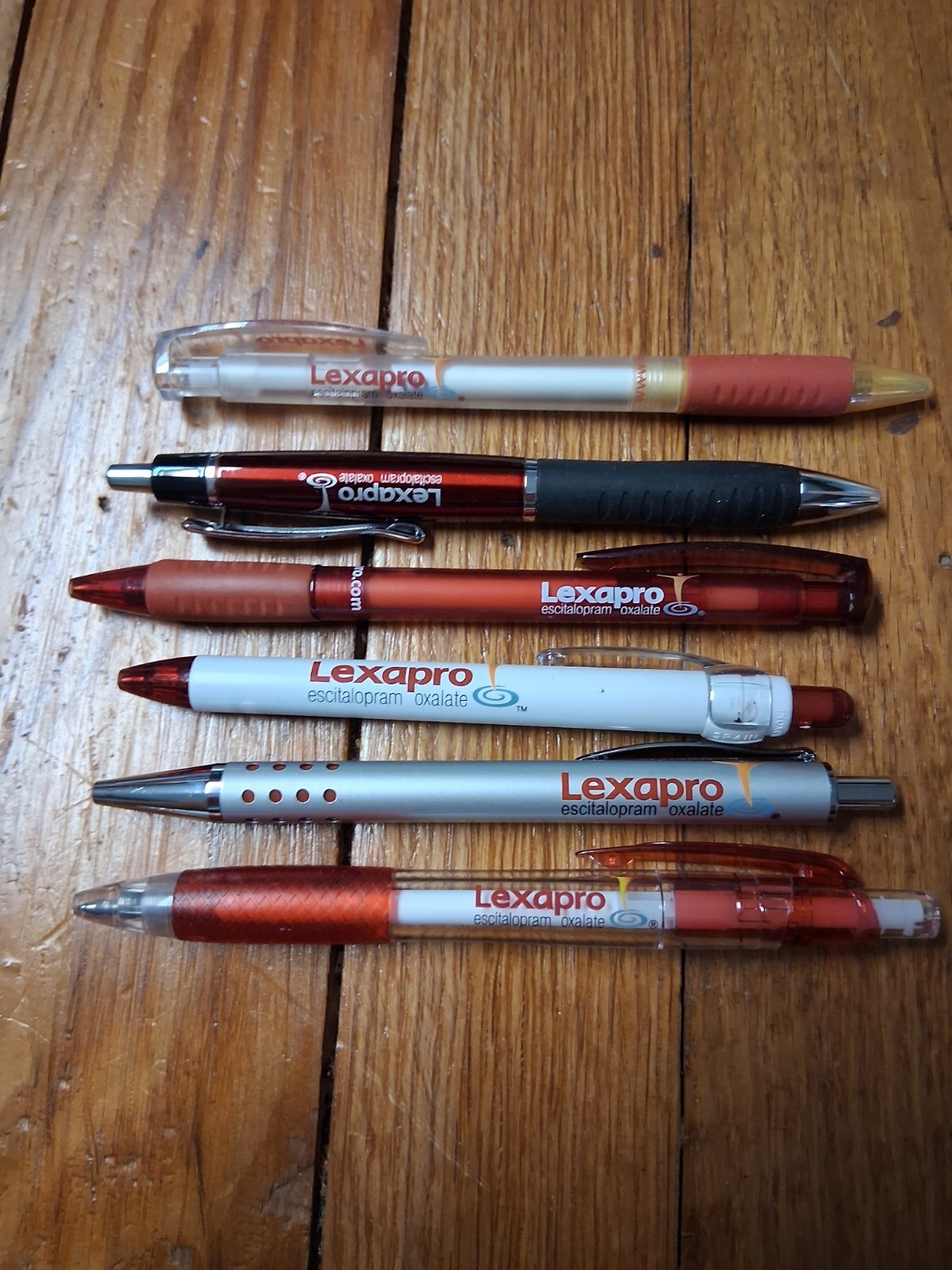 Lexapro Vintage Click Ballpoint Pens Lot of 6 Used Ink Pharmaceutical Drug Rep