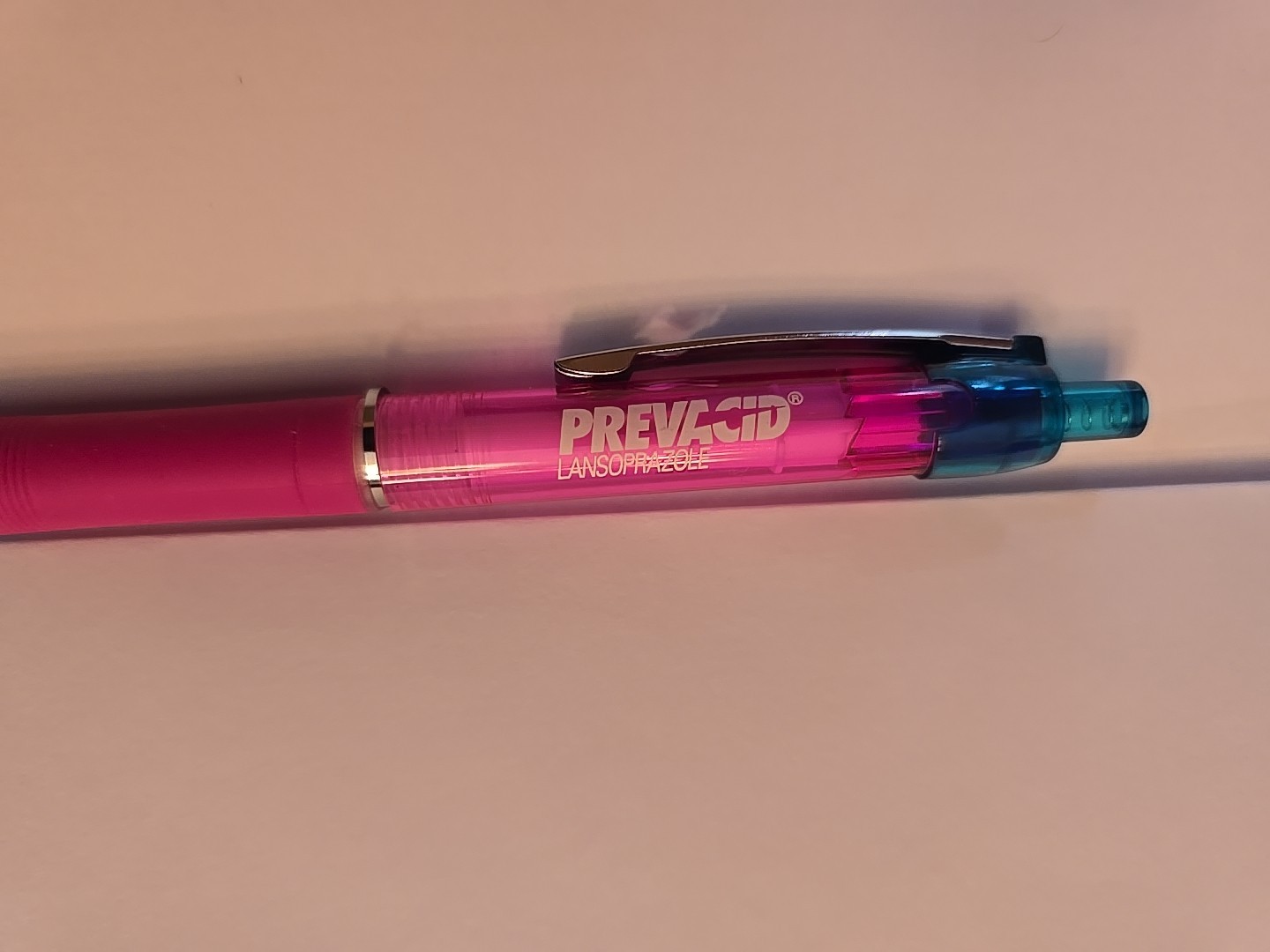 Prevacid-Pink/Green Plastic Pen-Pharmaceutical Drug Rep Collectible Pen