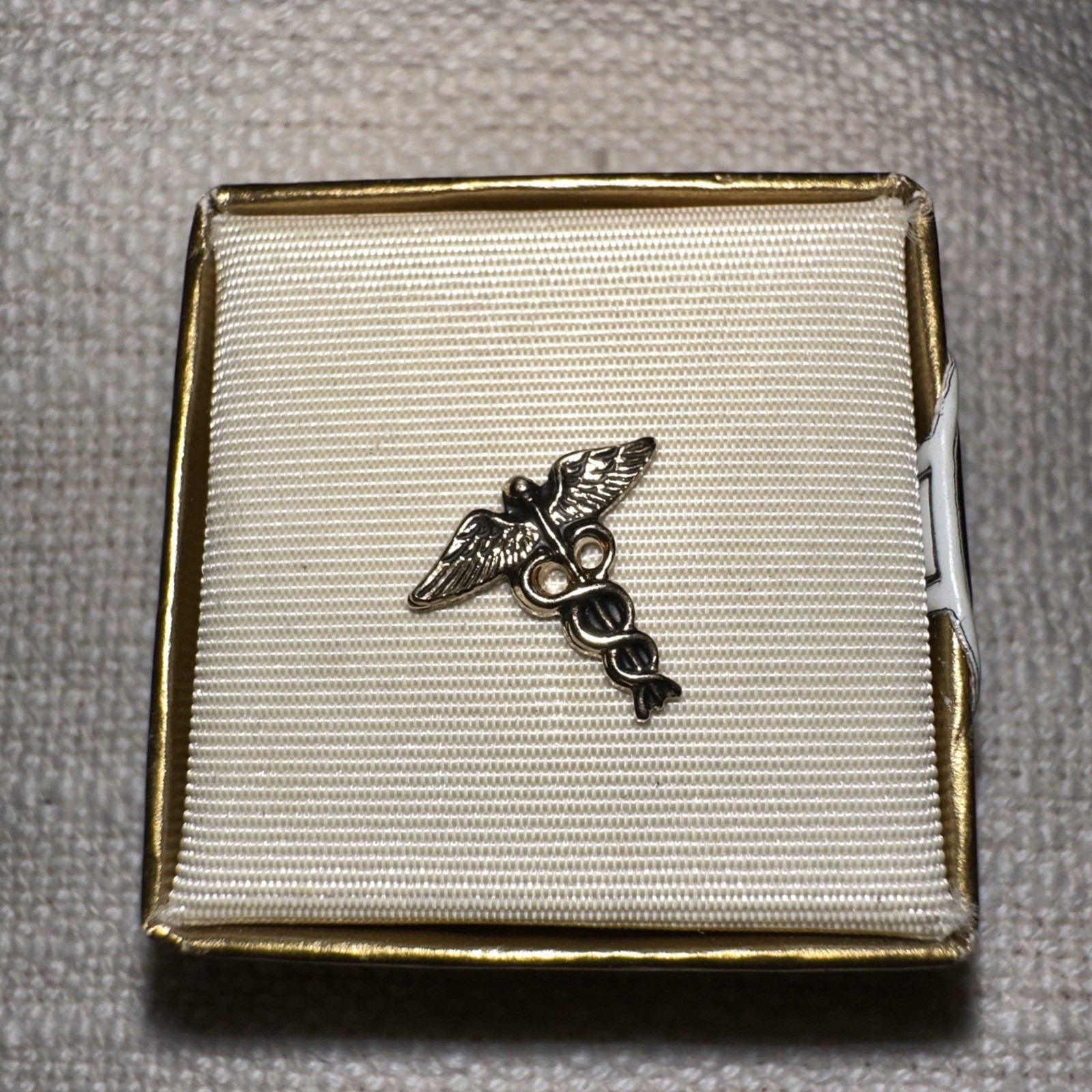 Vintage Caduceus Tie Tack Silver Tie Tack Doctors of Medicine Tie Tack