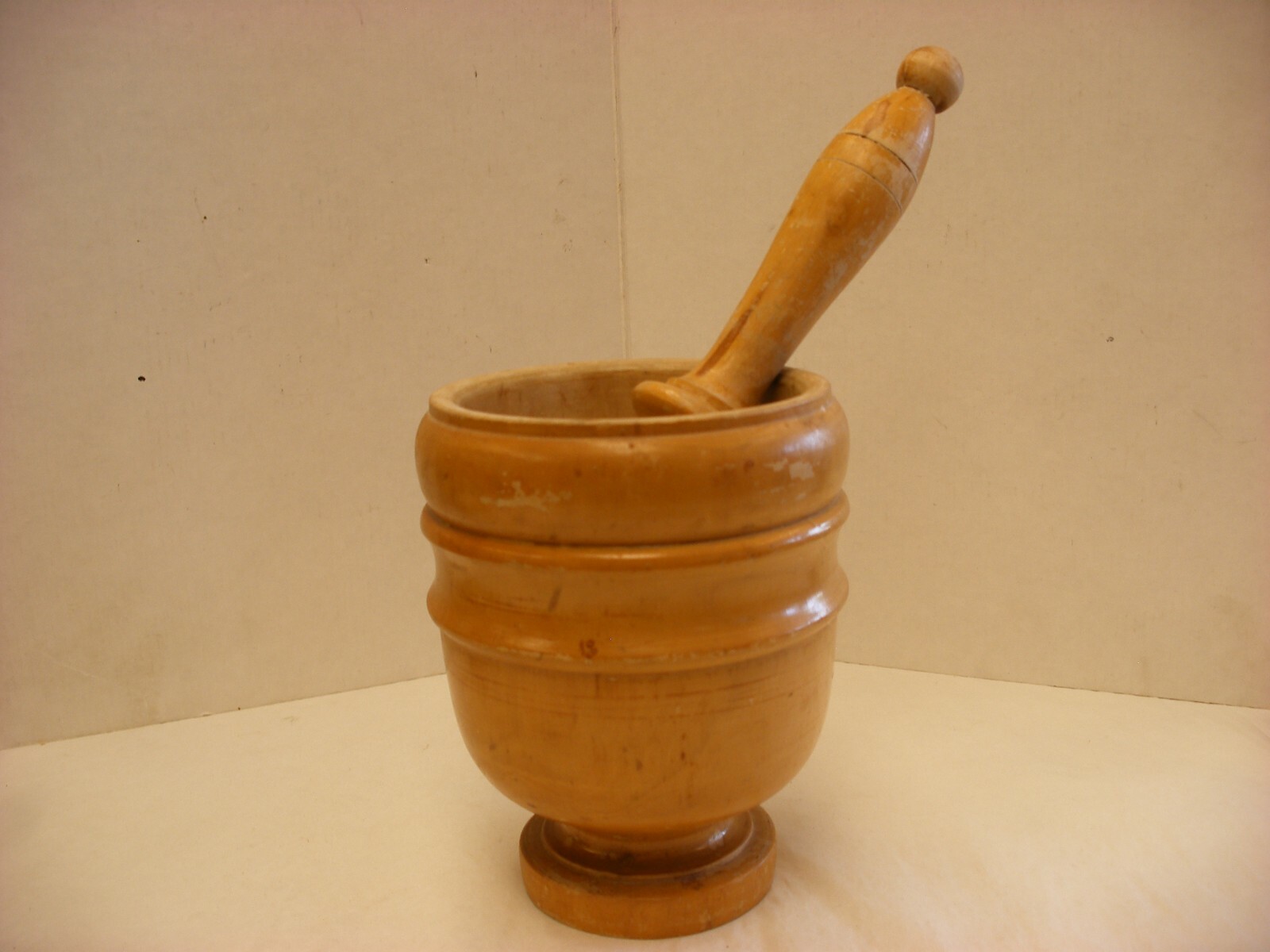 Antique Vtg Primitive Pharmacy Apothecary Wood Mortar and Pestle
